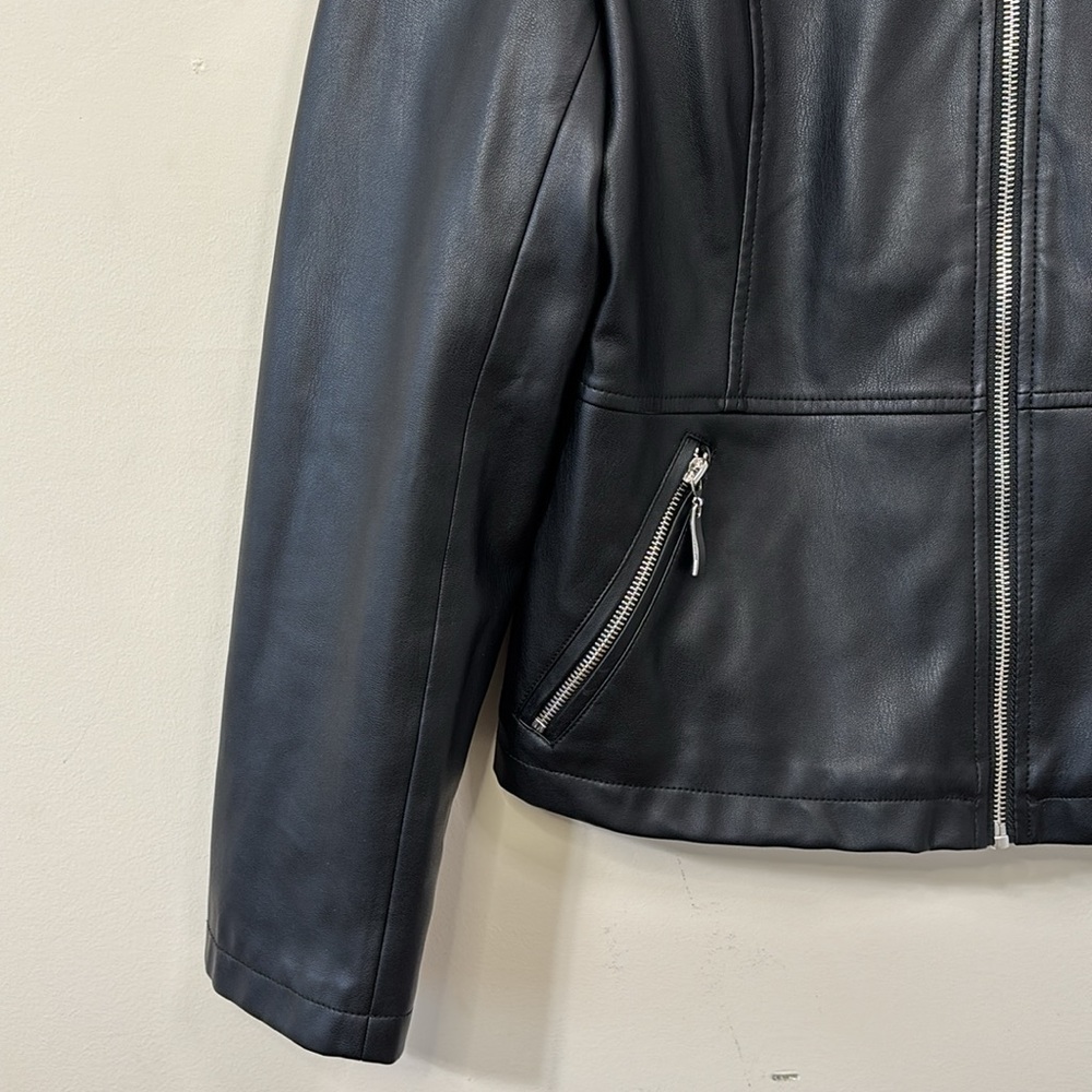 ZARA Faux Leather Zipper Bomber Jacket Size Large - Picture 4 of 9